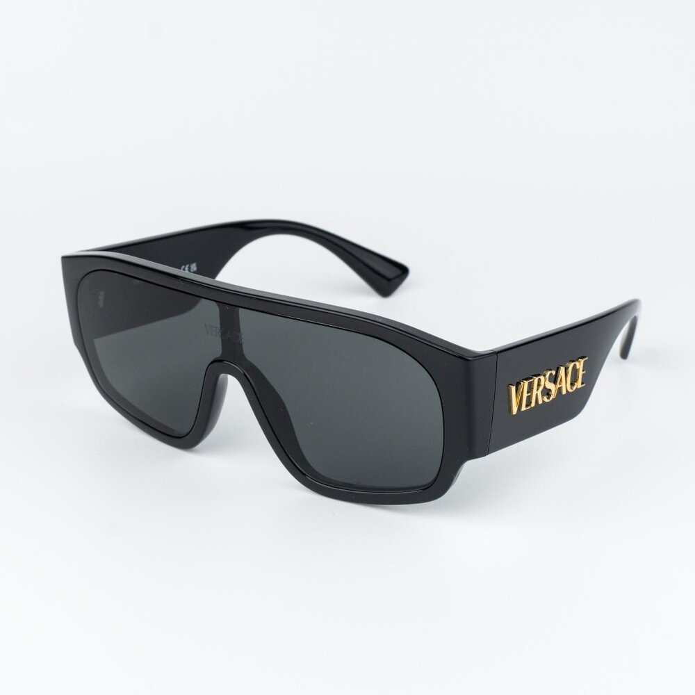 Versace Women Sunglasses Black Dark Grey Pilot VE4439 GB1/87 NEW AUTHENTIC